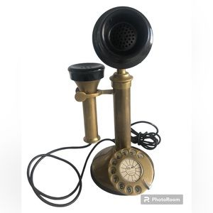 Vintage Brass Candlestick Rotary Telephone. Purchased in India in 1995.